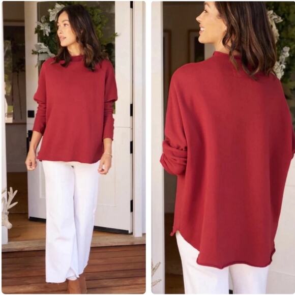 B41 Frank & Eileen Effie Funnel Neck Capelet Cranberry Women Small Triple Fleece - Picture 1 of 7